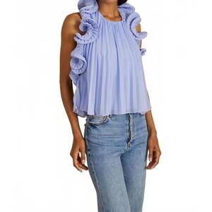 NEW AMUR baylin pleated top in grape hyacinth